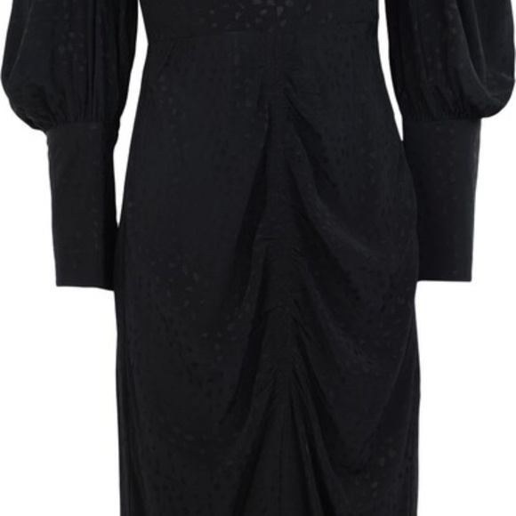 TopShop Ruched Front Jacquard Midi Dress In Black US 4 NWT - Picture 4 of 12